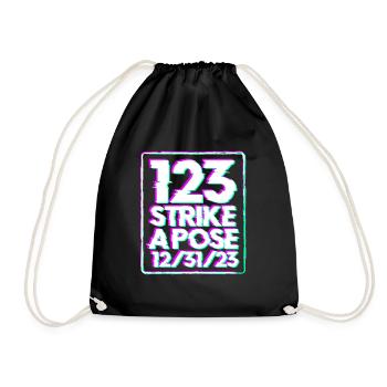 123 Streik eine Pose am 31.12.23 Silvester 123Sday - Turnbeutel - Schwarz - Vorne
