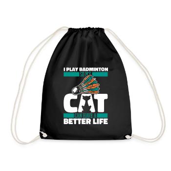 Badminton badminton cat - Drawstring Bag - black - Front