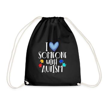 Ich liebe jemanden mit Autismus Blue Heart Autism - Turnbeutel - Schwarz - Vorne