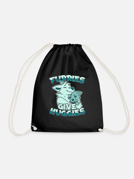 Furry Fandom Fursuits Hug - Drawstring Bag - black