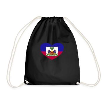 Haiti Flagge Herz stolze haitianische Flagge Haiti - Turnbeutel - Schwarz - Vorne