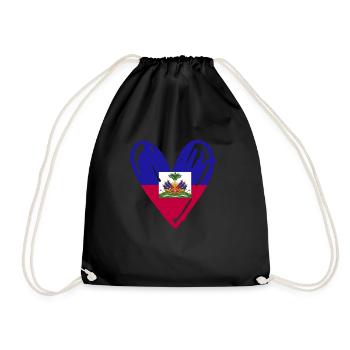 Haiti Flagge Herz stolze haitianische Flagge Haiti - Turnbeutel - Schwarz - Vorne