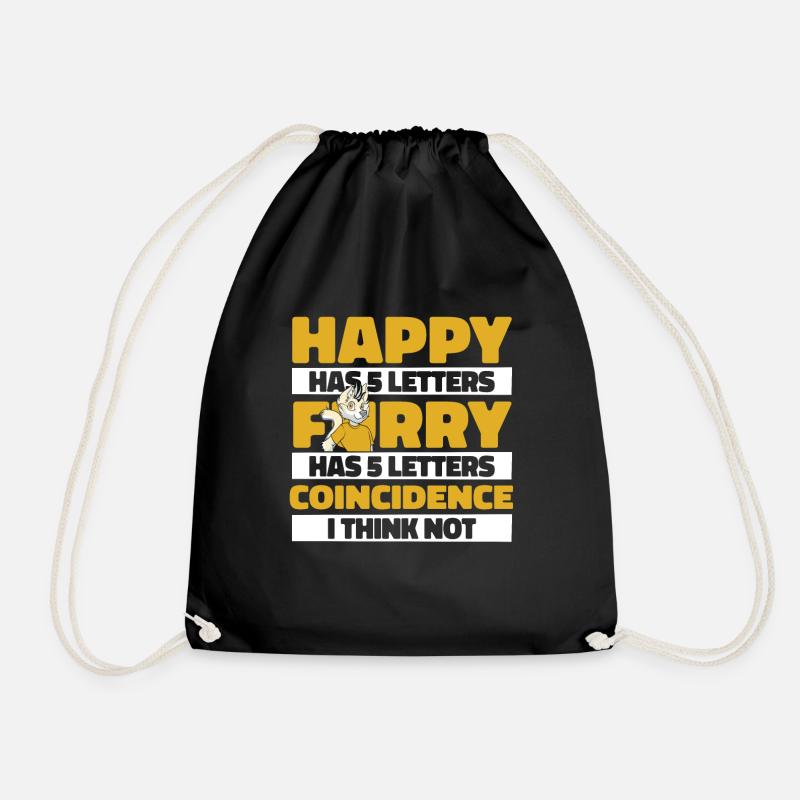 Furry Fandom Fursuits Happy - Drawstring Bag - black