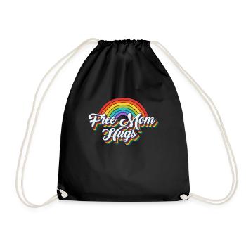 Free Mom Hugs LGBTQ Rainbow LGBT - Drawstring Bag - black - Front