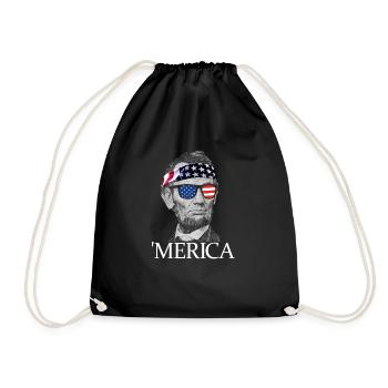 Merica Abe Lincoln Patriotisch 4. Juli Lincoln - Turnbeutel - Schwarz - Vorne