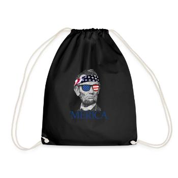 Merica Abe Lincoln Patriotisch 4. Juli Lincoln - Turnbeutel - Schwarz - Vorne