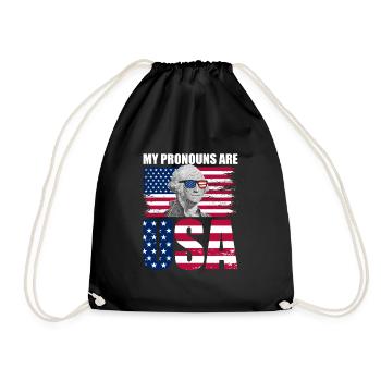 Meine Pronomen sind USA George Washington 4. JuliG - Turnbeutel - Schwarz - Vorne