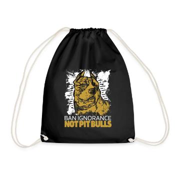 Pitbull Ignorance Pitbull Ban - Drawstring Bag - black - Front