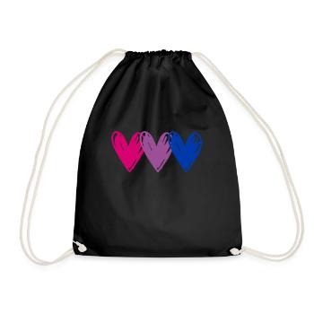 Bi sexuelle Flagge Herzen LGBTQ Pride Bisexuell - Turnbeutel - Schwarz - Vorne