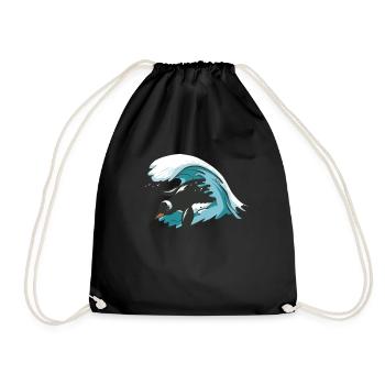Surfen von Pinguin Surfen Liebe Pinguine Surfen - Turnbeutel - Schwarz - Vorne