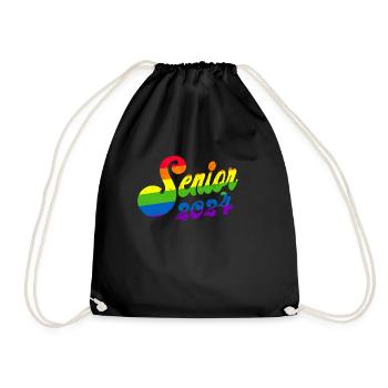 Class of 2024 Senior 2024 Rainbow Graduation 202 - Drawstring Bag - black - Front