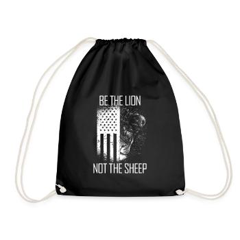 Sei der Löwe, nicht der Schaf USA Flaggen Anti-Wic - Turnbeutel - Schwarz - Vorne