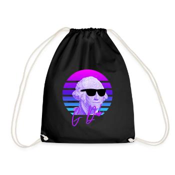 George Washington Vaporwave American History - Drawstring Bag - black - Front