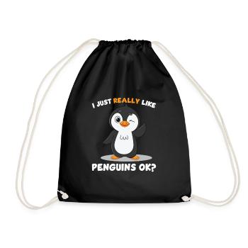 I like penguins well, ok, dear penguins kids kid - Drawstring Bag - black - Front