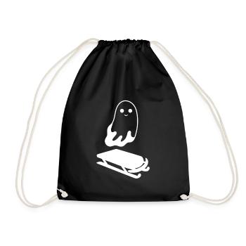 Ghost reitet einen schlitten lustigen Halloween -S - Turnbeutel - Schwarz - Vorne