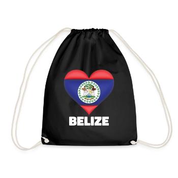 Belize Flagge Herz Belizean Flagge Belize Urlaub - Turnbeutel - Schwarz - Vorne