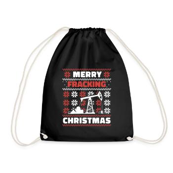 Oilfield Oil Rig Christmas Fracking - Drawstring Bag - black - Front