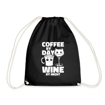 Kaffee Cafe Witzig Kaffeewein - Turnbeutel - Schwarz - Vorne