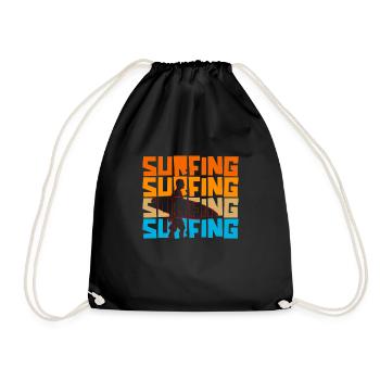 Surfer Surfen Cool Retro Surfer Vintage Surf - Turnbeutel - Schwarz - Vorne