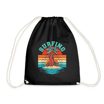 Surfer Surfen Cool Retro Surfer Vintage Surf - Turnbeutel - Schwarz - Vorne
