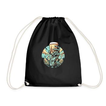 Coffee Cafe Halloween Zombie Hand - Drawstring Bag - black - Front