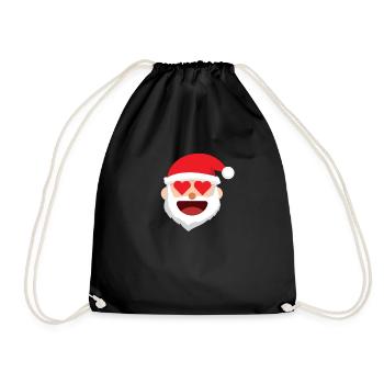 Santa Emoticons Herzaugen in Liebe Weihnachtenlust - Turnbeutel - Schwarz - Vorne