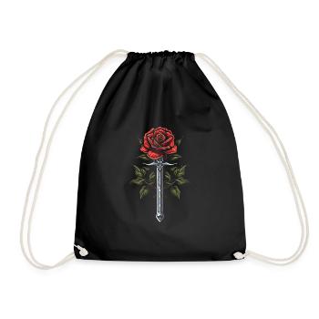 Rote Rose Goth Schwert - Turnbeutel - Schwarz - Vorne