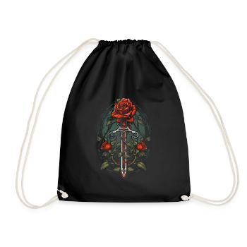 Red Rose Goth Sword - Drawstring Bag - black - Front