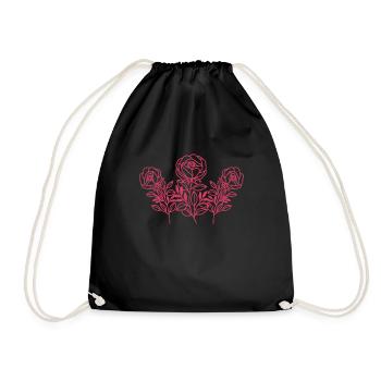 Red Rose Goth Cute Abstract Rose Line Art - Drawstring Bag - black - Front
