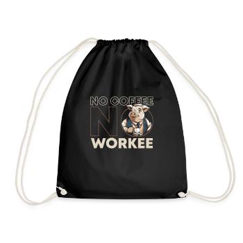 Coffee Cafe Pig No Coffee No Workee - Drawstring Bag - black - Front