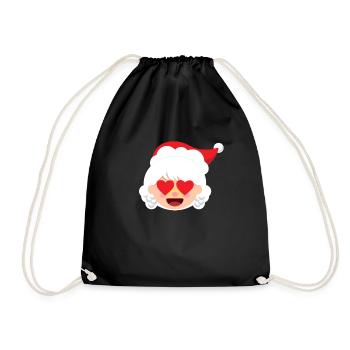 Frau Claus Emoticons Herzaugen in Liebe Weihnachte - Turnbeutel - Schwarz - Vorne