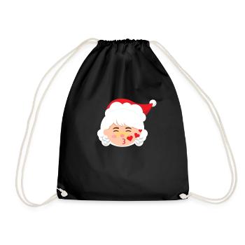 Frau Claus Emoticons blasen Küsse Weihnachten - Turnbeutel - Schwarz - Vorne