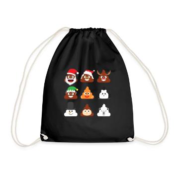 Poop Emoticons lustige Weihnachtskot Emoticons - Turnbeutel - Schwarz - Vorne
