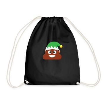 Elf Poop Weihnachten Emoticon Kids Elf Poop - Turnbeutel - Schwarz - Vorne