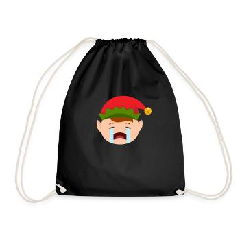 Elf Emoticons weinen Elf Funny Christmas ElfWeihna - Turnbeutel - Schwarz - Vorne