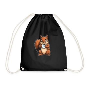 Eichhörnchen Kaffee - Turnbeutel - Schwarz - Vorne