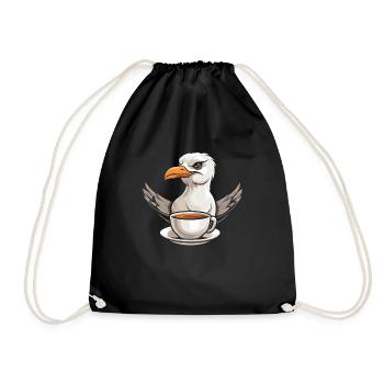 Möwe Kaffee - Turnbeutel - Schwarz - Vorne