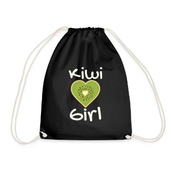 Kiwi Mädchen herzförmige Frucht Kiwi Liebe Kiwi Mä - Turnbeutel - Schwarz - Vorne