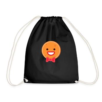 Lebkuchen Mann Emoticons glücklich LebkuchenHappy - Turnbeutel - Schwarz - Vorne
