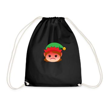 Mädchen Elf Emoticons wütender Elf lustiger Weihna - Turnbeutel - Schwarz - Vorne