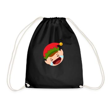 Elf Emoticons rollen auf dem Boden und lachen Weih - Turnbeutel - Schwarz - Vorne