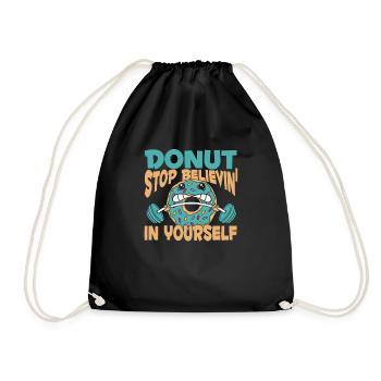 Donut Fitness Funny Donut Gym - Drawstring Bag - black - Front