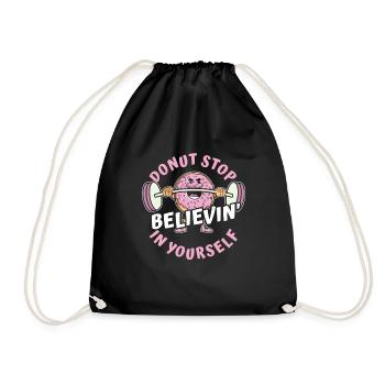 Donut Fitness Funny Donut Gym - Drawstring Bag - black - Front