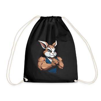 Fitness Rabbit - Drawstring Bag - black - Front