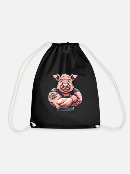 Schwein Schweinebauer Mutter I Love Mom - Turnbeutel - Schwarz