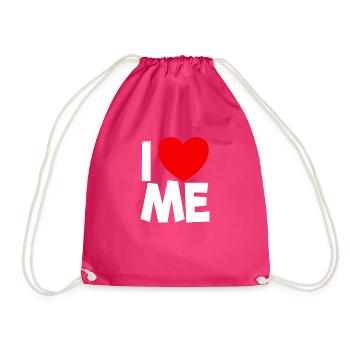 I Love Myself Red Heart Self Love Affirmation - Drawstring Bag - fuchsia - Front