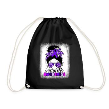 Overdose Awareness Messy Bun Over - Drawstring Bag - black - Front