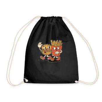 Cheeseburger and Fries Combo Cheese Burger - Drawstring Bag - black - Front