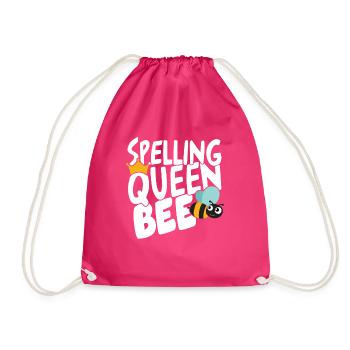 Spelling Queen Bee Spelling Contest - Drawstring Bag - fuchsia - Front