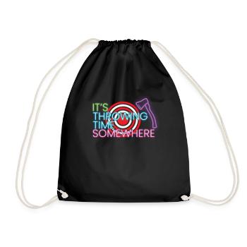 Il jette le temps sur une drôle de hache qui est attachée à un - Sac de sport léger - noir - Devant